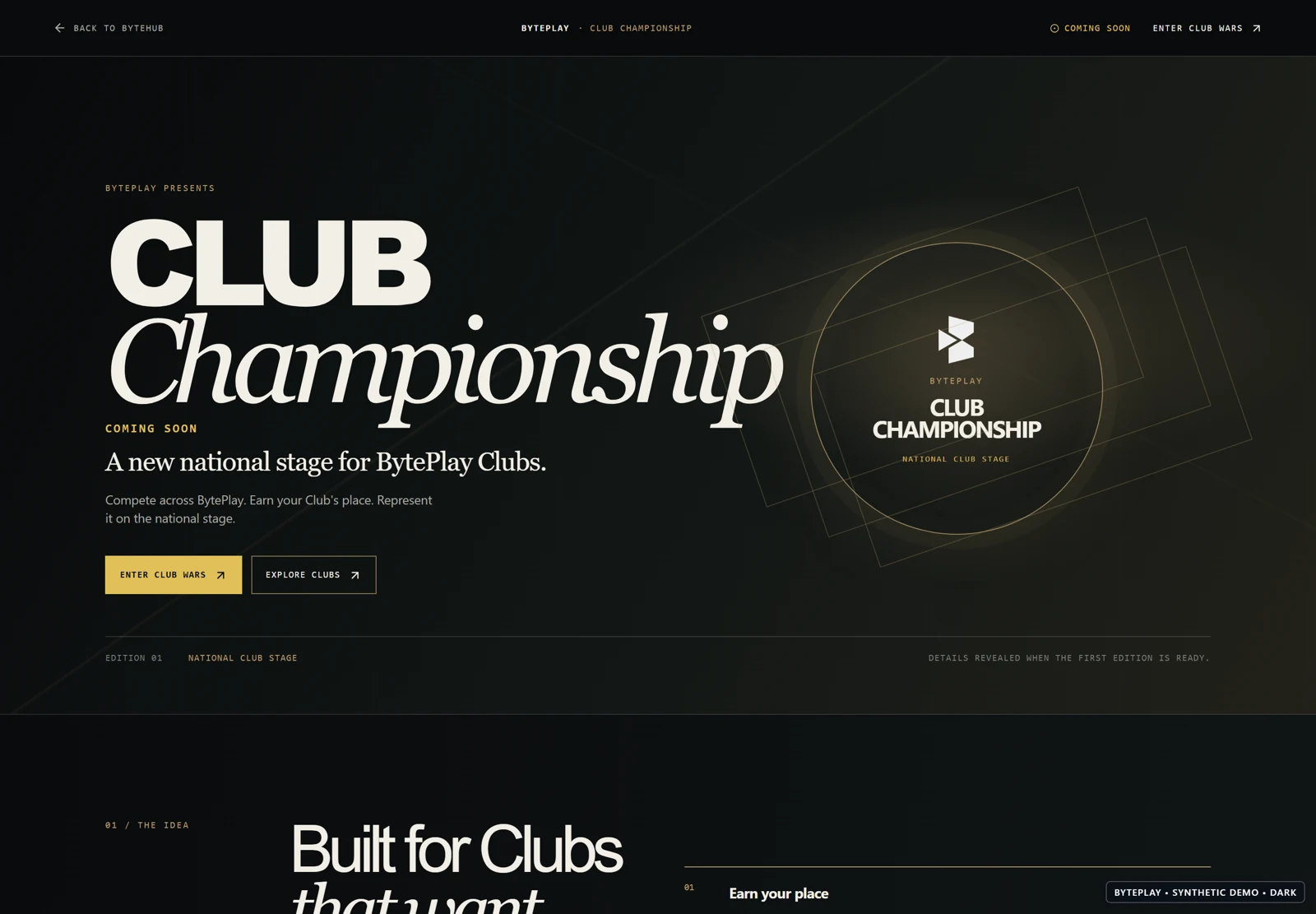 The next chapter for your Club. Synthetic ByteHub demo