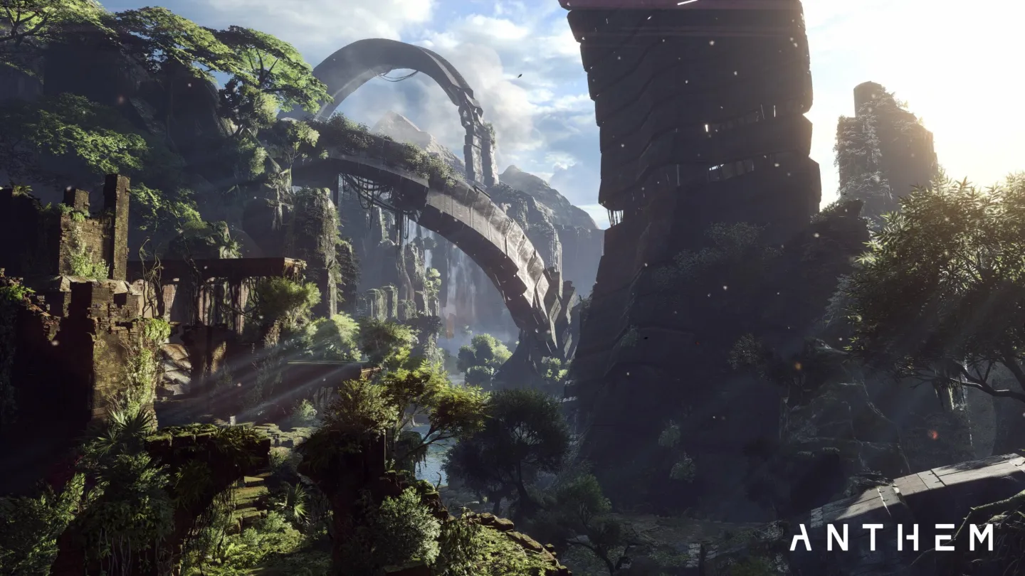 Anthem 2018 promotional art depicting the game's ruined alien environment